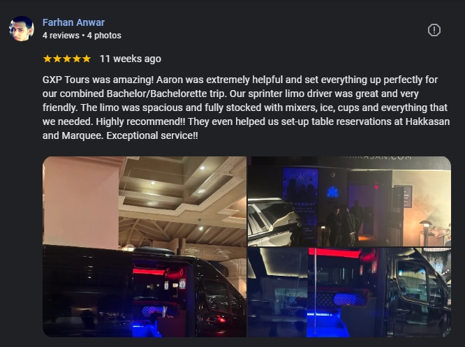 5 star Google review GXP Tours